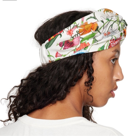 NWOT/GG FLORAL PRINT SILK HEADBAND SZ:OS - Picture 5 of 8